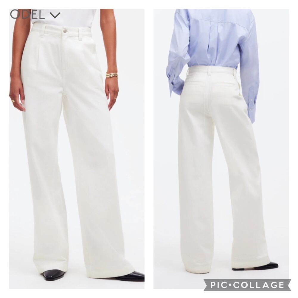 Madewell White Wide-Leg Flare Jeans